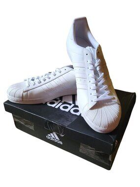 Adidas Originals Men's Super Star Sneaker, White/White, 19 US B27136